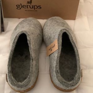 Glerups wool slippers with rubber sole.